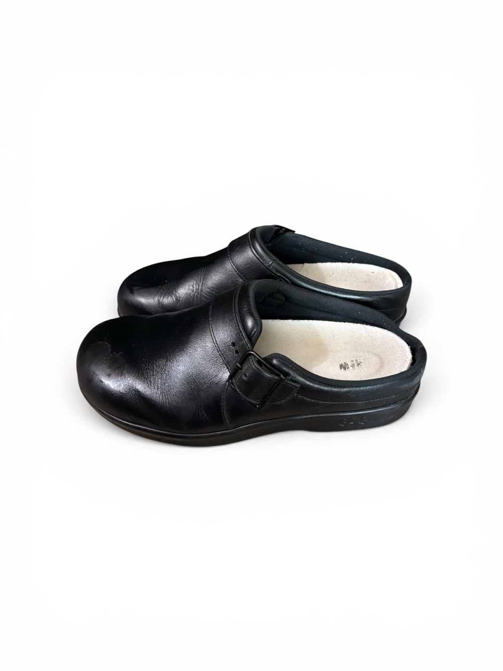 SAS Women's Clog SR Slip Resistant Loafer in Black size 8WW Leather Worn 1x $189